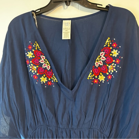 Time and Tru Blue Embellished bathing suit cover-up missy size 16-18 - Picture 3 of 9